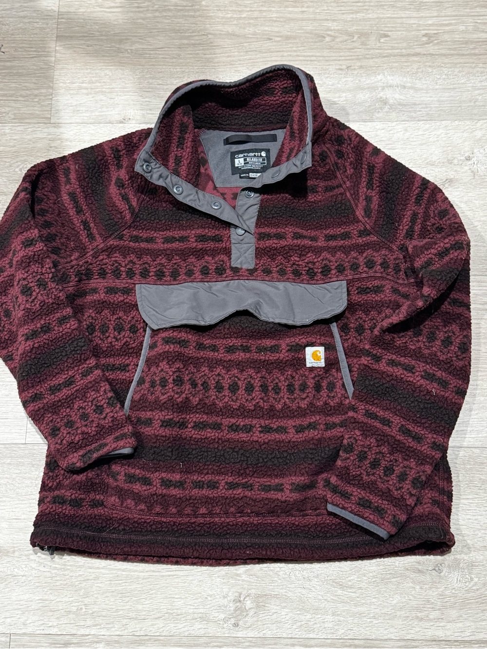 Women’s Carhartt Relaxed Fit Fleece Quarter-Snap Pullover Sherpa Size Lg Western